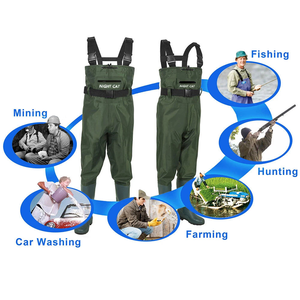 Lightweight Fishing Waders Waterproof Breathable Pvc Rubber Fishing Hunting Chest Waders With Boots