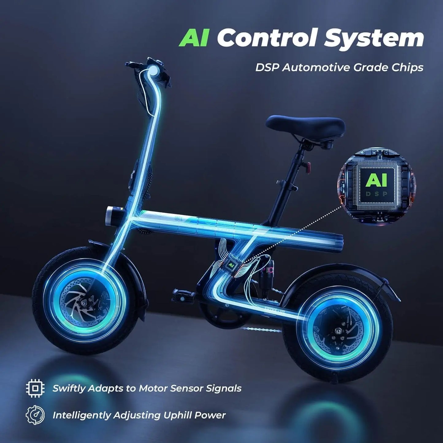 Electric Bike for Adult 500W Motor, 20 mph Folding Ebike, 14"/16"/20" with Smart Uphill