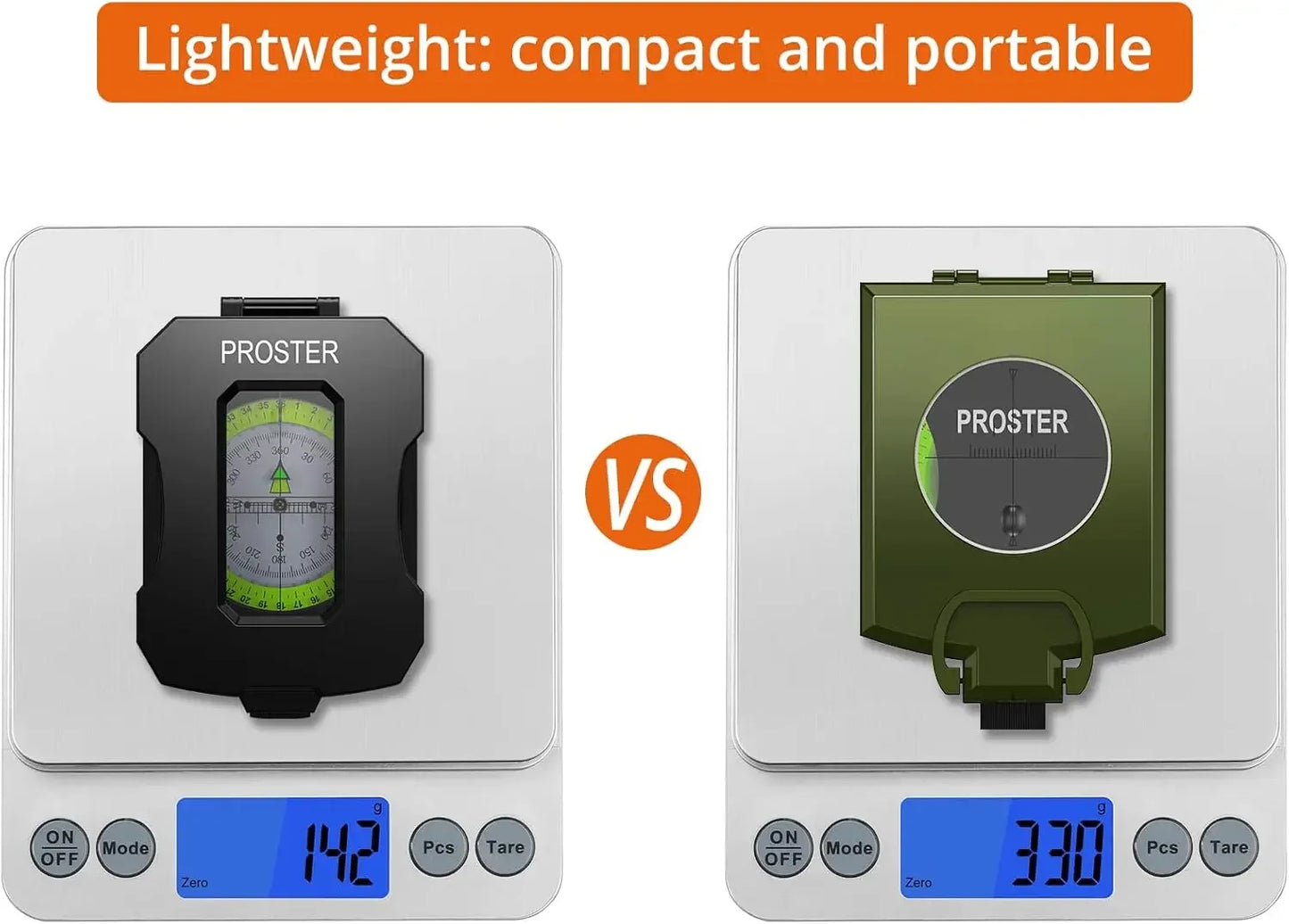 Proster Hiking Compass - Aluminium, Waterproof, Clinometer, Fluorescent Scale, Carry Bag (128 chars)