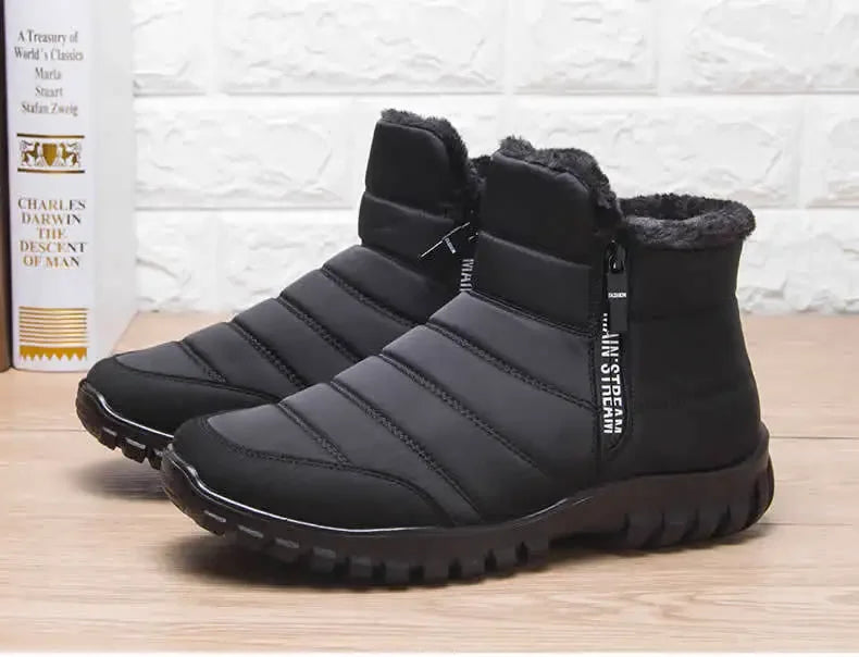 Men's sneakers Warm Cotton Zipper Snow Ankle Boots, Waterproof Snow Boots free shiping shoe