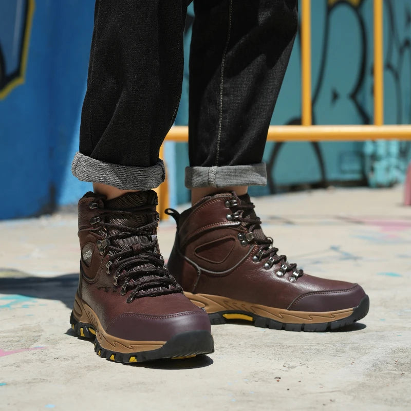 Waterproof Leather Indestructible Men Work Safety Boots Outdoor Anti-smash Anti-puncture Male