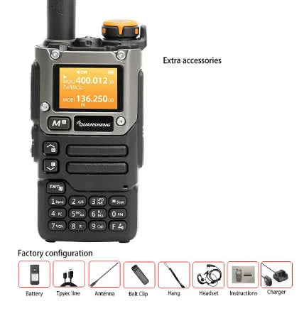 UV-K6 Walkie UVK58 Air Band Radio TyepC Charge UHF VHF DTMF Scrambler NOAA Wireless Frequency 2 Way