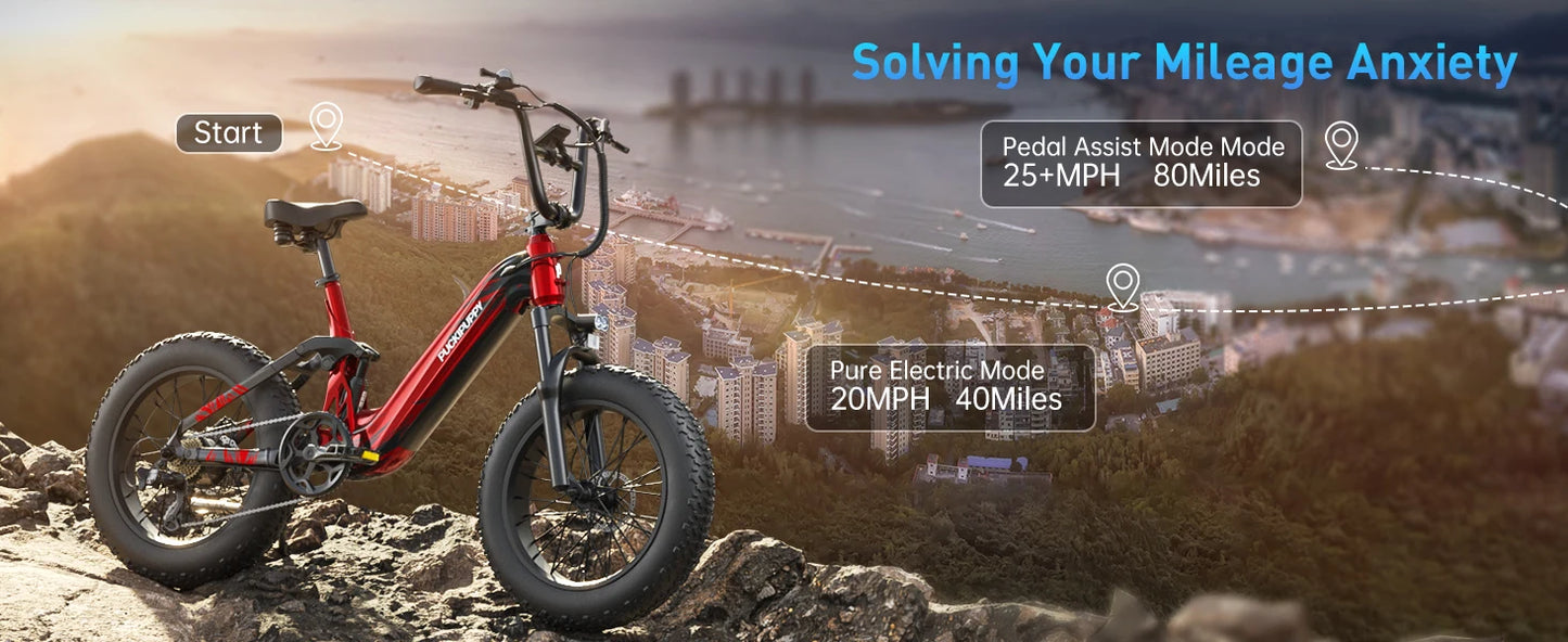 PUCKIPUPPY Corgi E-Bike Mountain20'' Fat Tire 960W 48V 20Ah Full Suspension, 2-Year Warranty