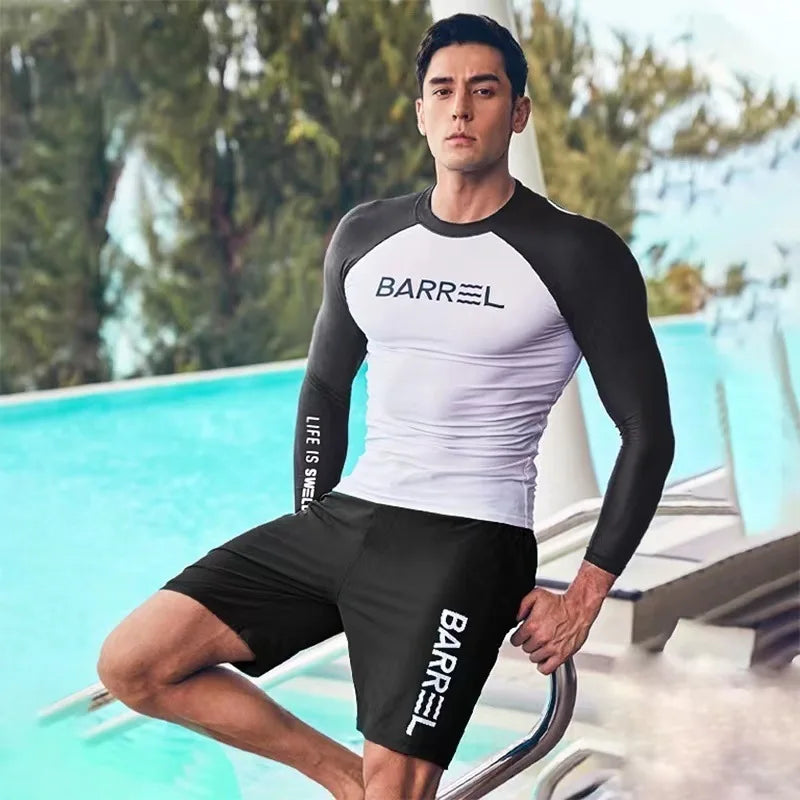 Oulylan Men Swimsuit Diving Suit Long Sleeve Quick Drying Wetsuit Summer Sun Protection Training