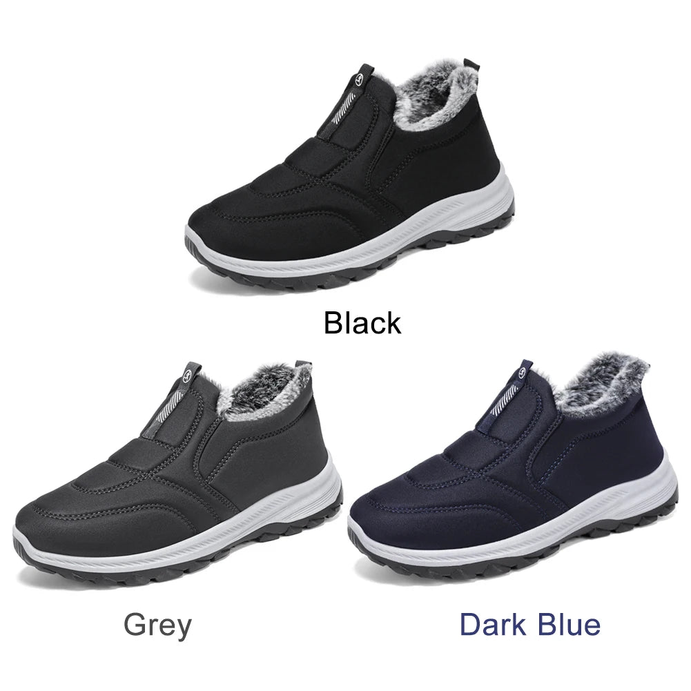 Mens Snow Boots Lightweight Thermal Ankle Boots Comfortable Slip On SneakersThick Fur