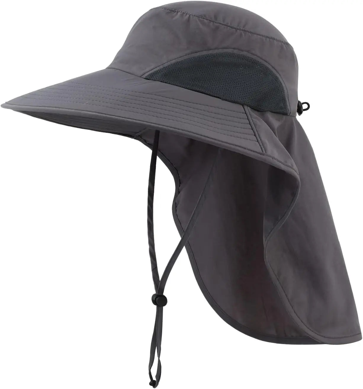 Outdoor UPF50+ Sun Hat Wide Brim Mesh Fishing Hat with Neck Flap