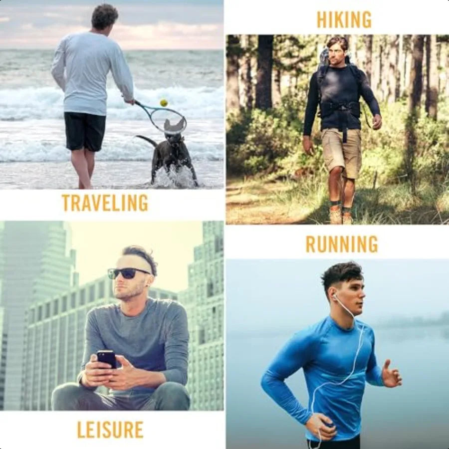 Men's Sun Protection Shirts UV SPF UPF 50+ Long Sleeve Rash Guard Fishing Running Quick Dry Light