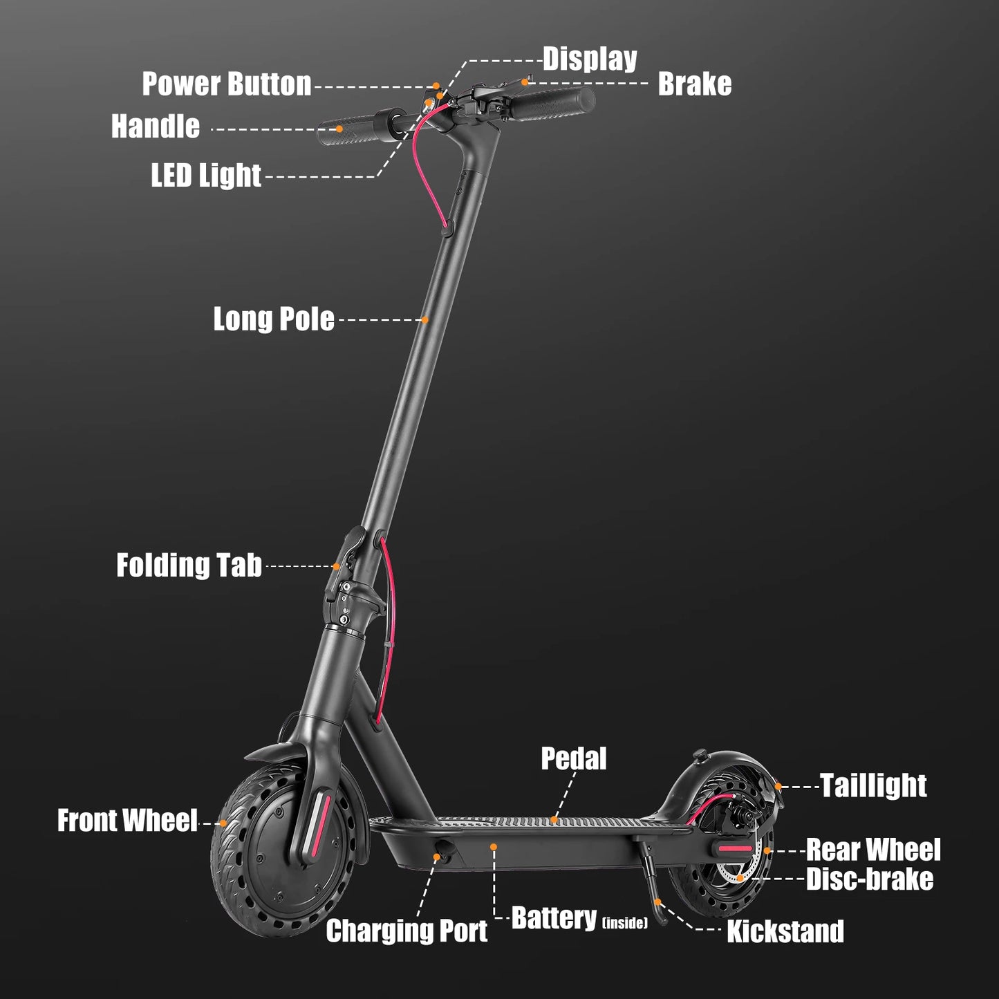 350W Peak 500W 36V Electric Scooter 10.4AH Battery 8.5inch Wheels 12 Months Warrantypaved, city st