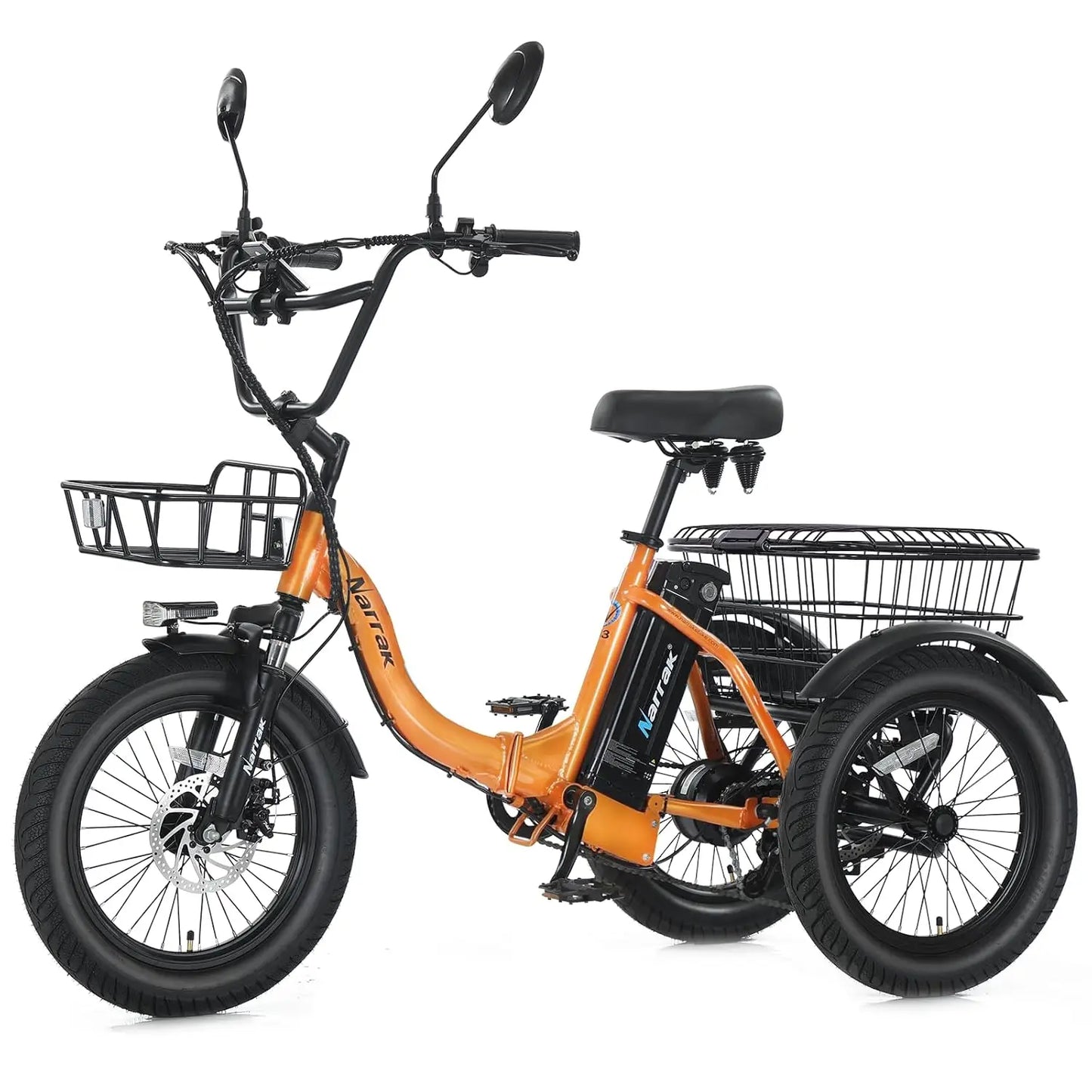 E-Tricycle, Adults,Fat Tire Folding ,3 Wheels E-Bikes, Peak 700W Step-Thru, Customized