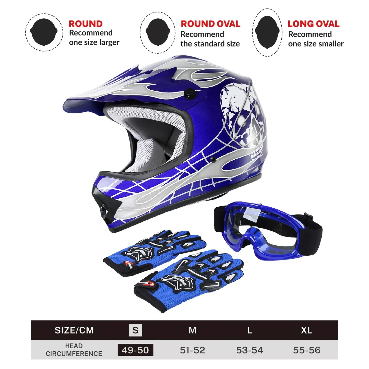 DOT Youth Helmet Child Kid Motocross Full Face Offroad Dirt Bike ATV S/M/L/XL