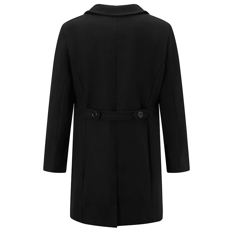 Classic Wool Blend Peacoat with Notched Lapel and Button Closure for Men s Winter Fashion Outerwear