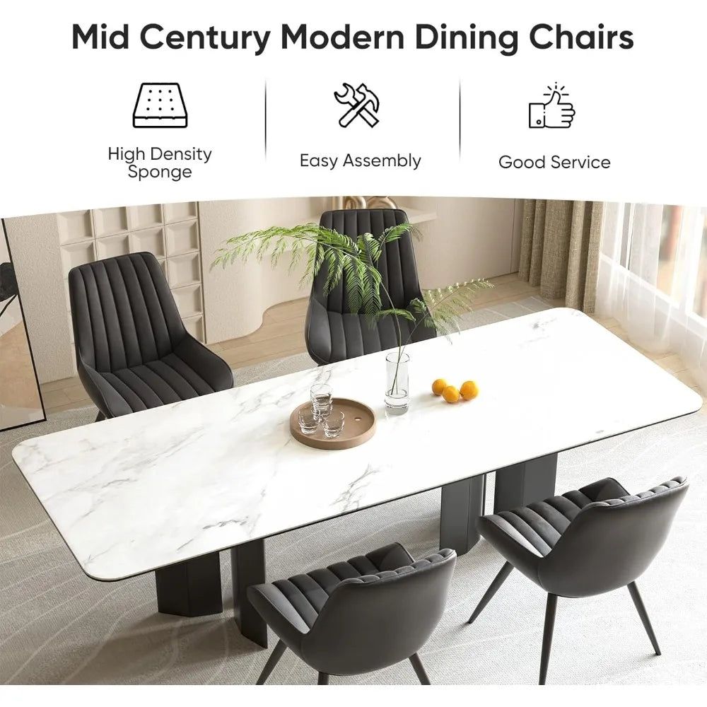 Modern Dining Chairs Set of 4, Comfy,Thick Cushions, Upholstered Fabric metal legs (no table)