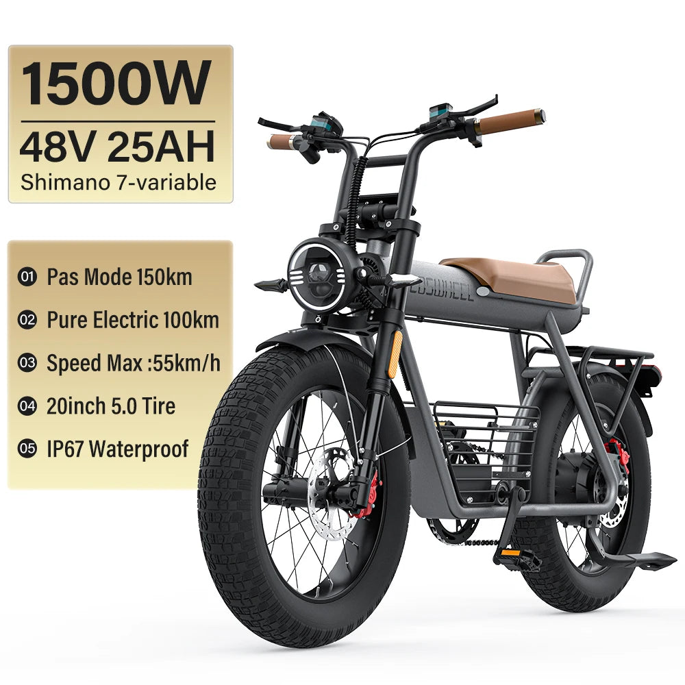 Electric Bike CT20S 2000W Motorcyle 20 Inch Fat Tire ,60V 27.5AH Bikes Adult