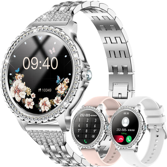 Smart Watch, women 1.32" Touchscreen Fitness Tracker, Wireless Calls, Music Time Display, Step Count