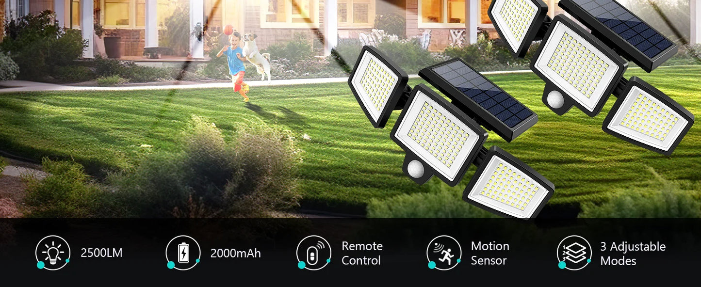 3Pack Outdoor Solar Lights, 210LED 2500LM Motion Sensor Security Lights, IP65 Waterproof