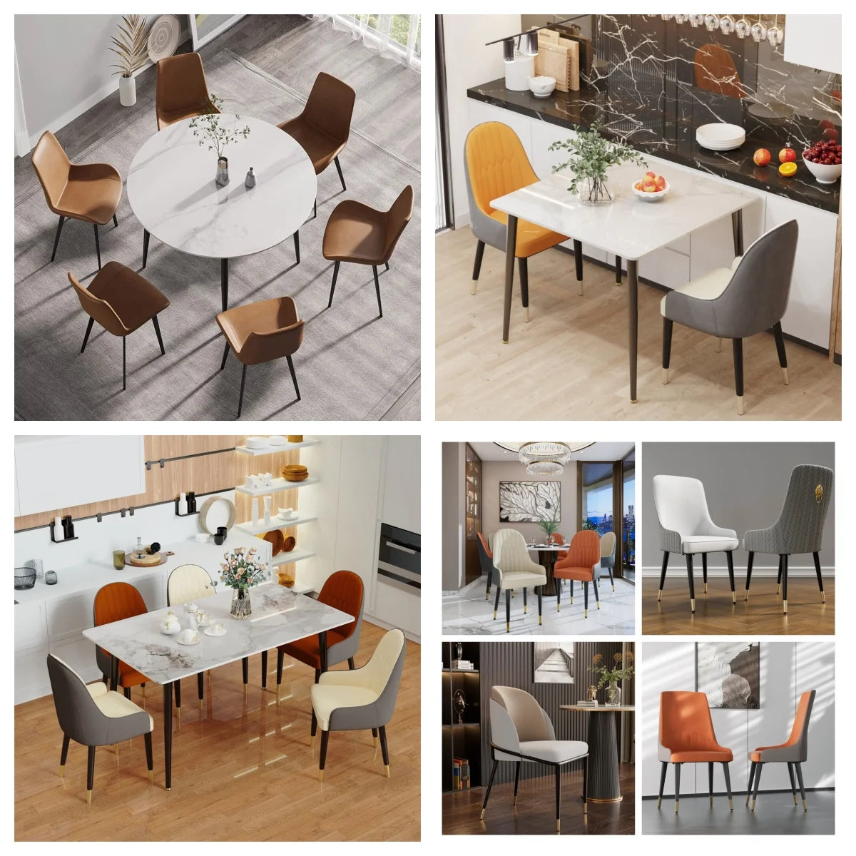 Leather Dining Chairs, Arms Modern Kitchen Dining Room Chairs, Metal legs,kitchen, apts