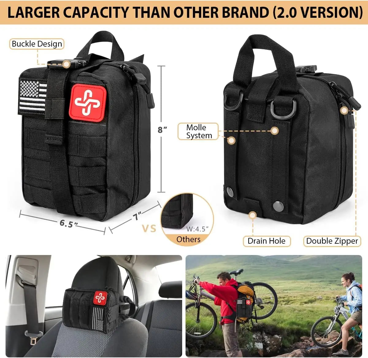 250Pcs Emergency Survival Kit,First Aid, Molle Bag & Tent for emergency,Hiking, Hunting