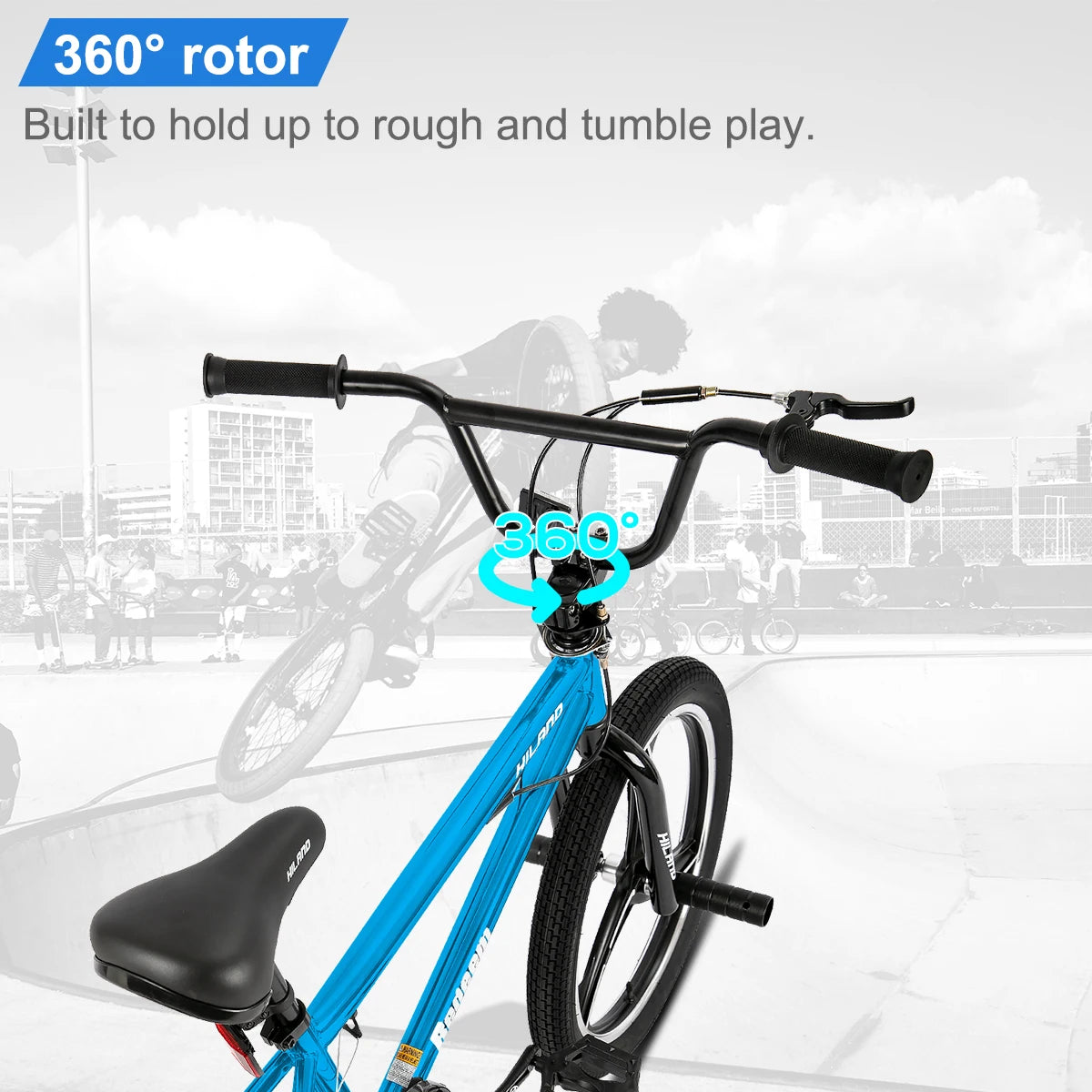 20 Inch Kids BMX Bike for Boys Girls Ages 5-12, 360 Degree Rotor Freestyle, 4 Pegs Single Speed