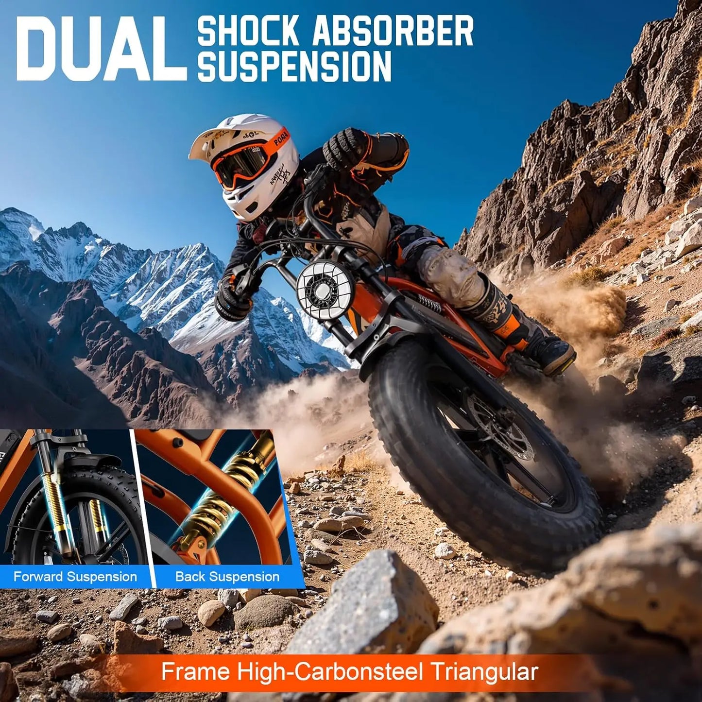 TST R002S 1500W E-Bike, 20" fat tires, all-terrain, 60-90 miles range, 28MPH, 48V 15/25Ah battery.