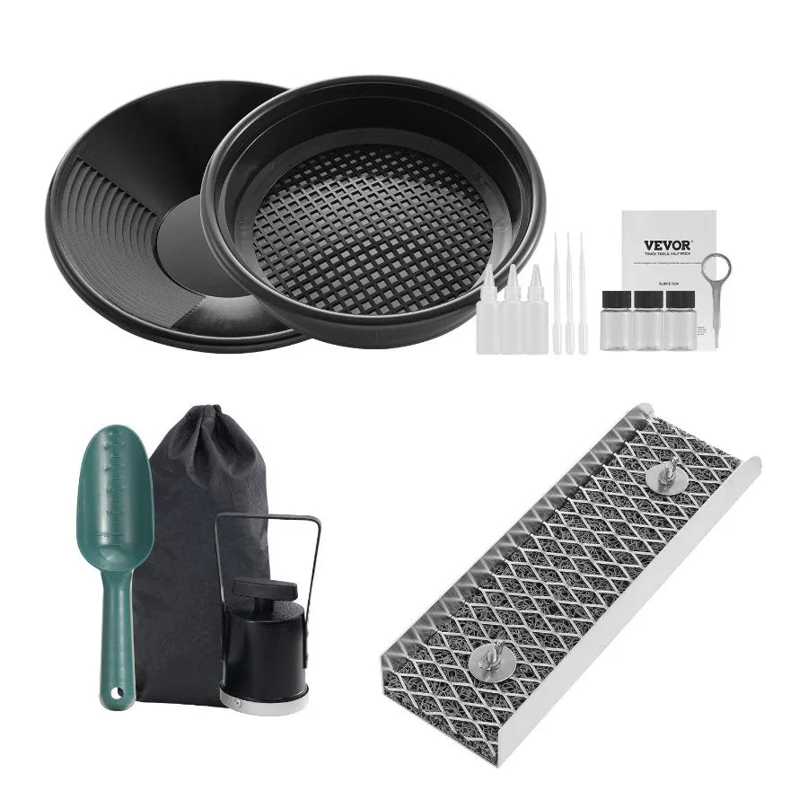 Mini Sluice Box Gold Panning Kit 12inch Aluminum Alloy 16 PCS Gold Prospecting Kit
