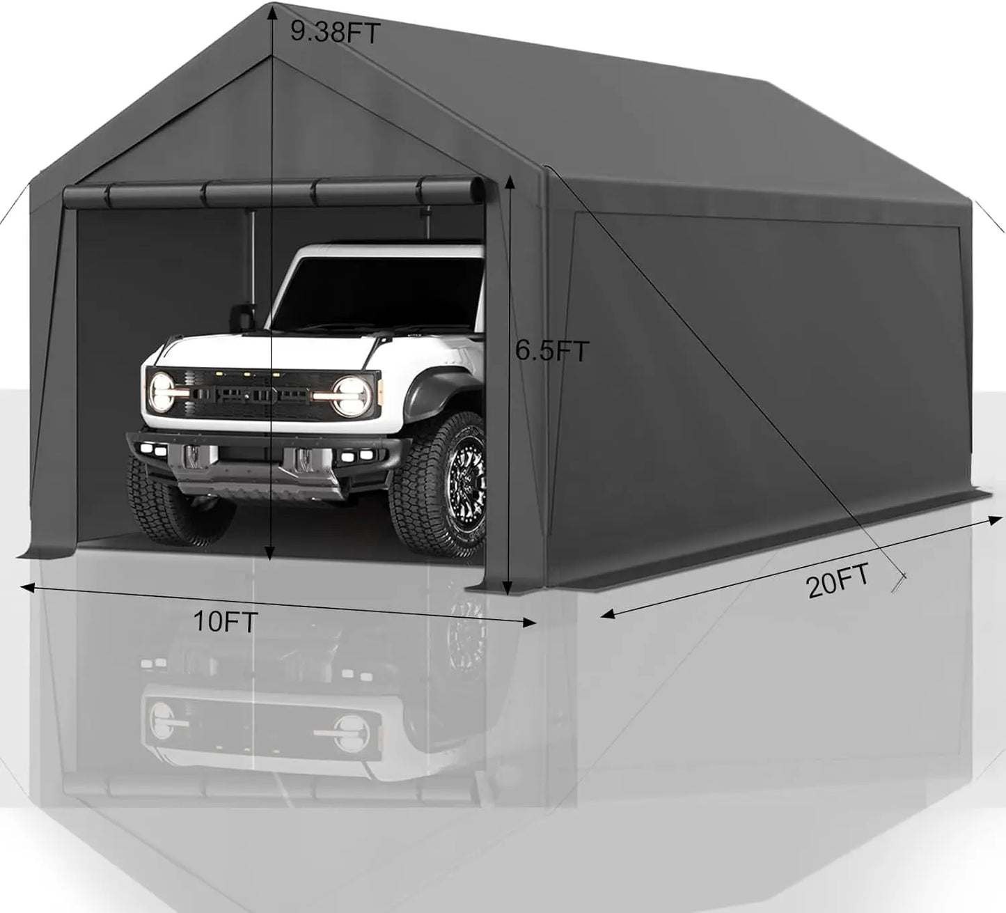 Carport 10x20 Ft Heavy Duty Steel Canopy Storage Shed,Portable Garage, All-Season Carport (Grey)