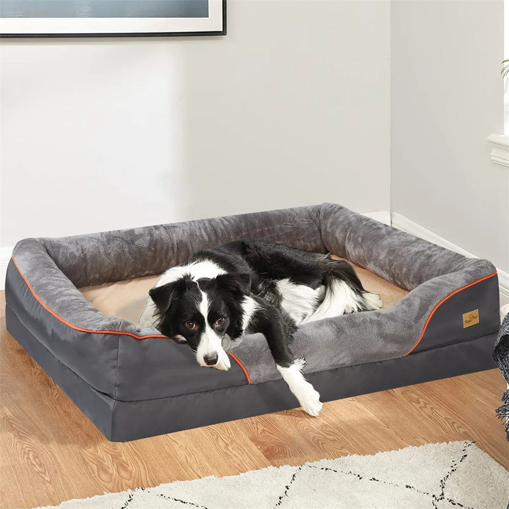 Jumbo Large Orthopedic Dog Bed Memory Foam,Waterproof Elevated Cushion Warm Puppy,Removable Cover
