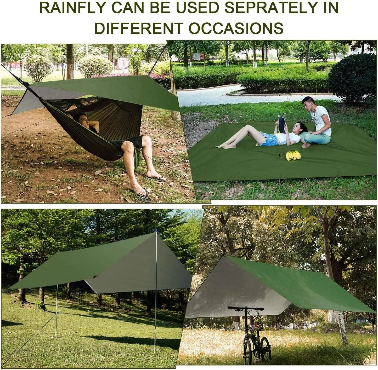 Camping Hammock,Rain Shelter Portable Single Double Person Tent GreenBeach Sunshade Canopy