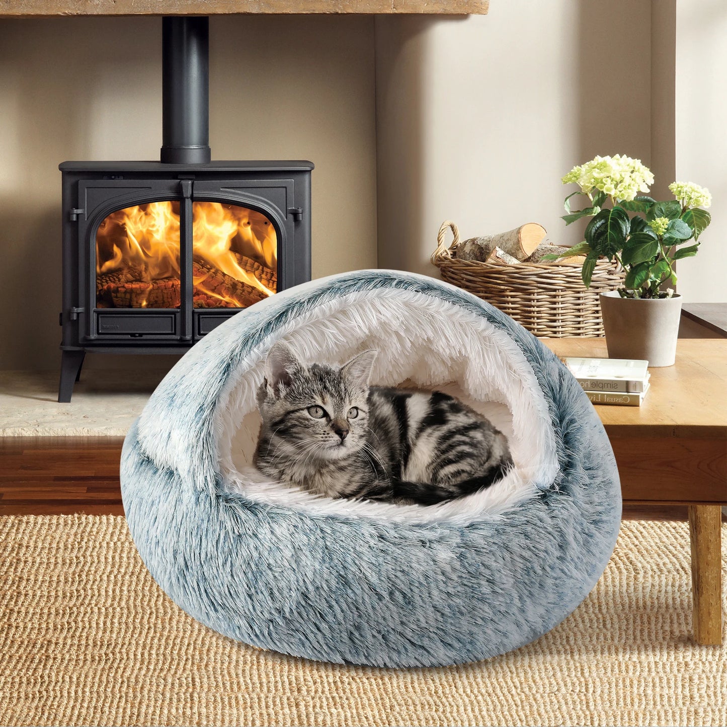 25'' Pet Cat /Dog Bed Nest Soft Comfortable Semi-enclosed Cat NestPet house