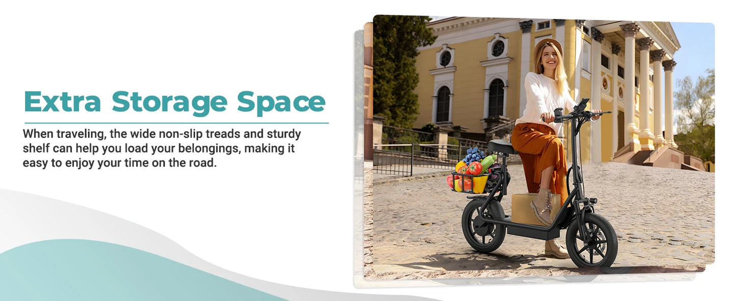 500W 14inch Electric Bicycle 10.4AH Battery 28M Max Range 22MPH Max Speed Shock Absorption Foldable