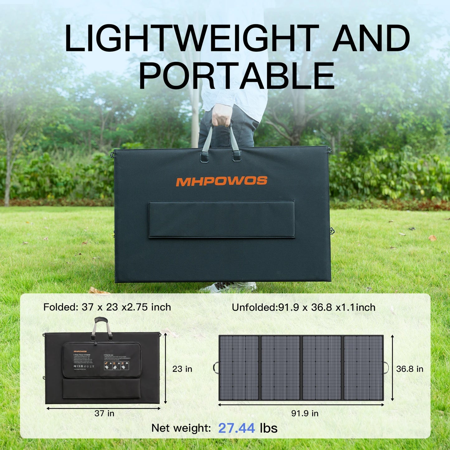 MHPOWOS 400W fold/Portable Solar Panel 31 V Charger,7 in 1 Solar Cable, Camp , Outdoor, Powerstation