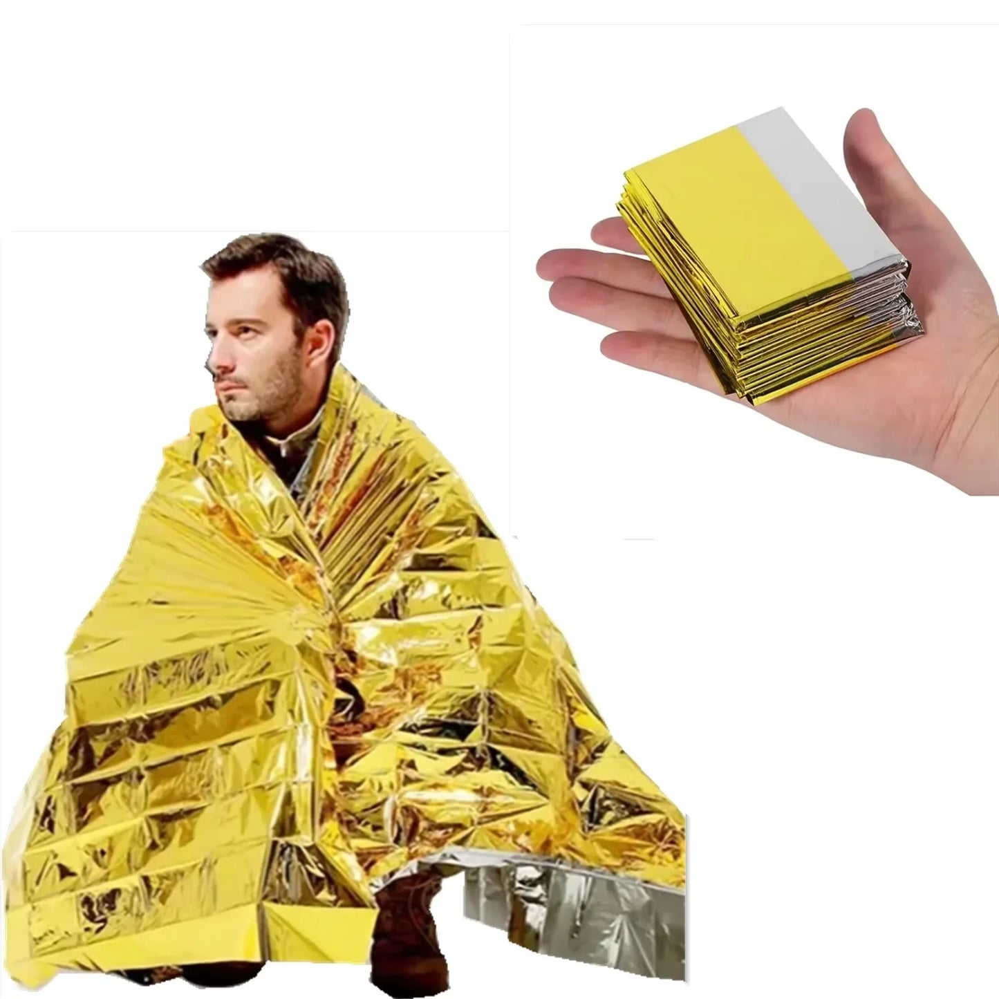 15-1Pcs Emergency Thermal Blanket Waterproof Windproof Sunshade Rescue Blanket survive Mat Pad