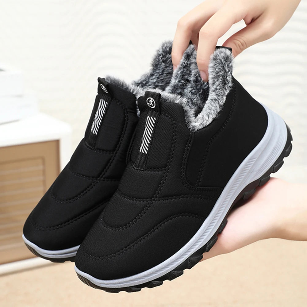 Mens Snow Boots Lightweight Thermal Ankle Boots Comfortable Slip On SneakersThick Fur