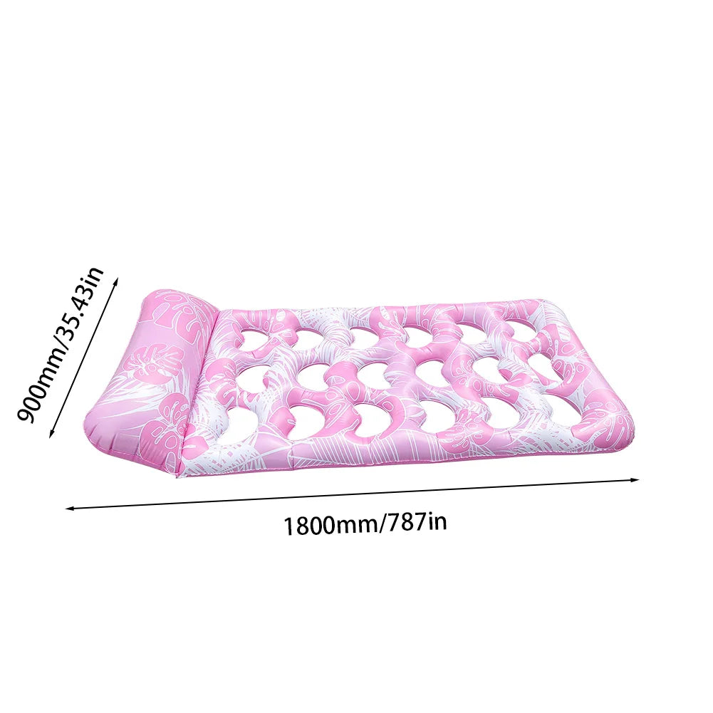 Inflatable Pool Float Lounger, Headrest Hammock Recliner Chair Portable Swimming Pool Air Mattress