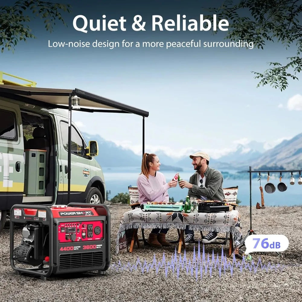 4400W Portable Inverter Generator, GAS Power, CO Sensor, Quiet-Lightweight,Home Backup, RV NOT SOLAR