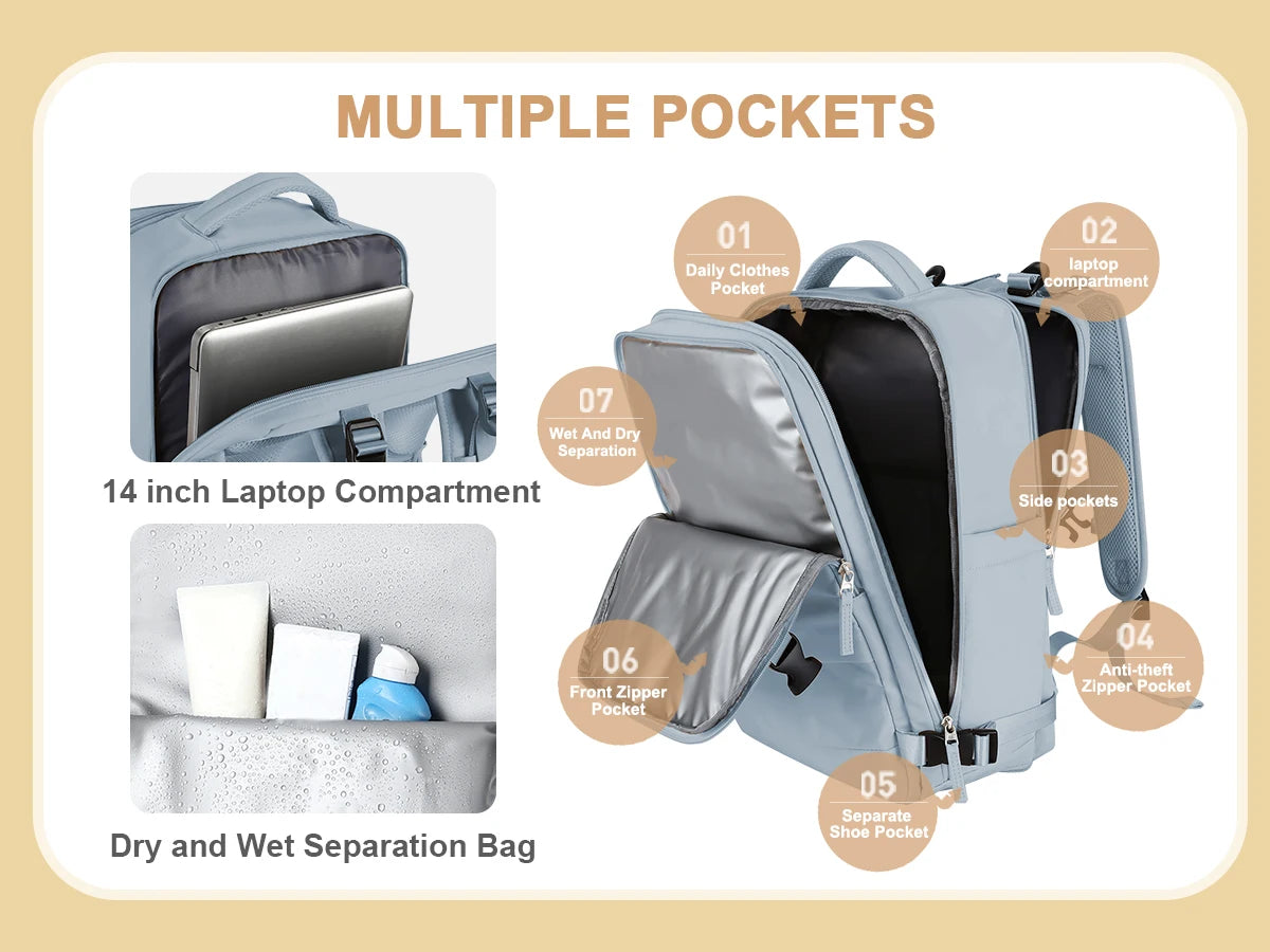 Large Travel Backpack for Women Men, Weekend Carry on,Waterproof