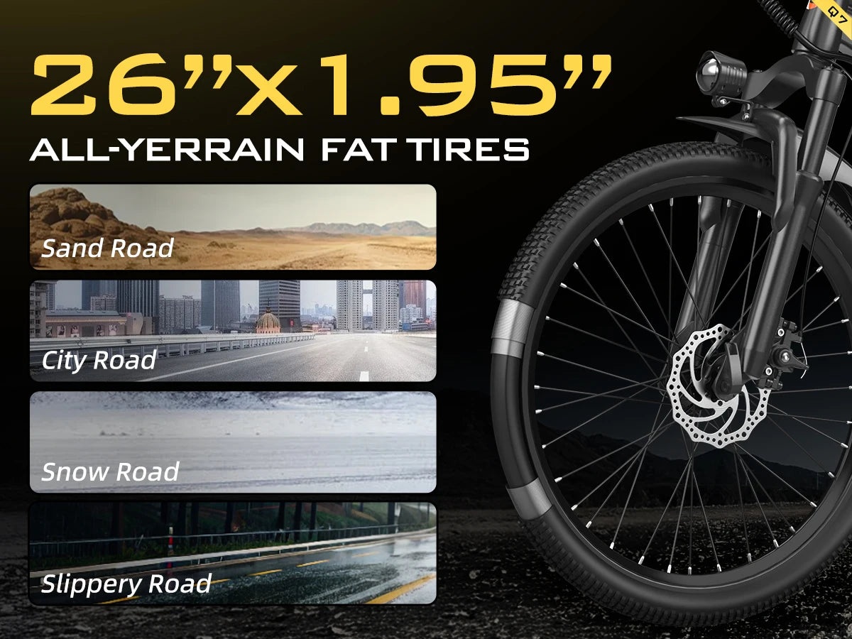 Adult E-bike 26 Inch Fat Tire,Mountain bike Off-road Electric bicycle 400W Motor 36V 10Ah Battery