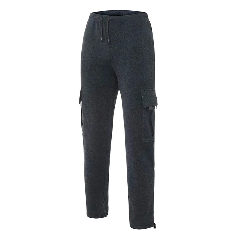 Men’s Loose Cargo Pants Casual Drawstring Elastic Waist Wide Leg Athletic Trousers