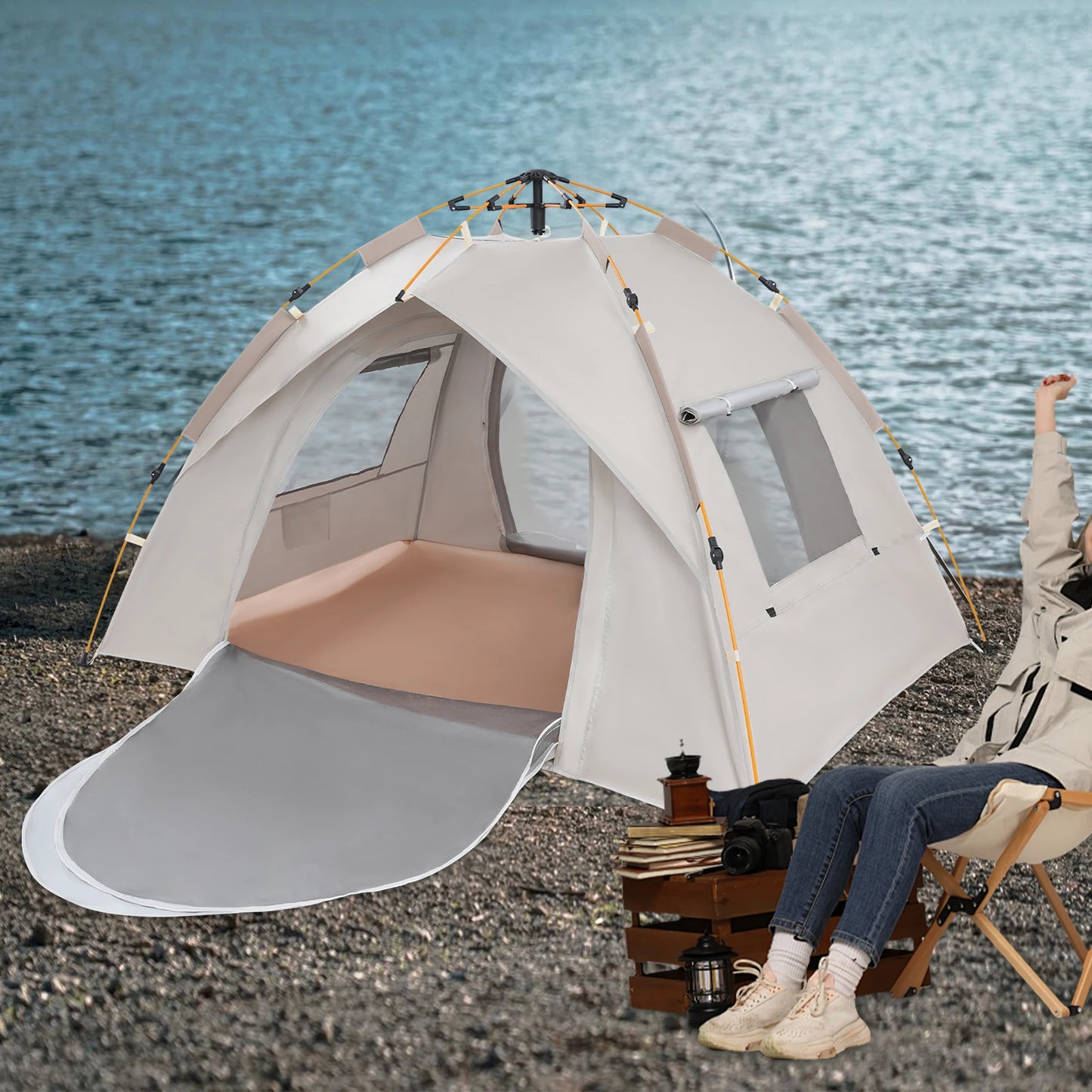 2-3 Person Outdoor Folding Tent Quick Automati Opening Self-driving,Waterproof Sunscreen Portable