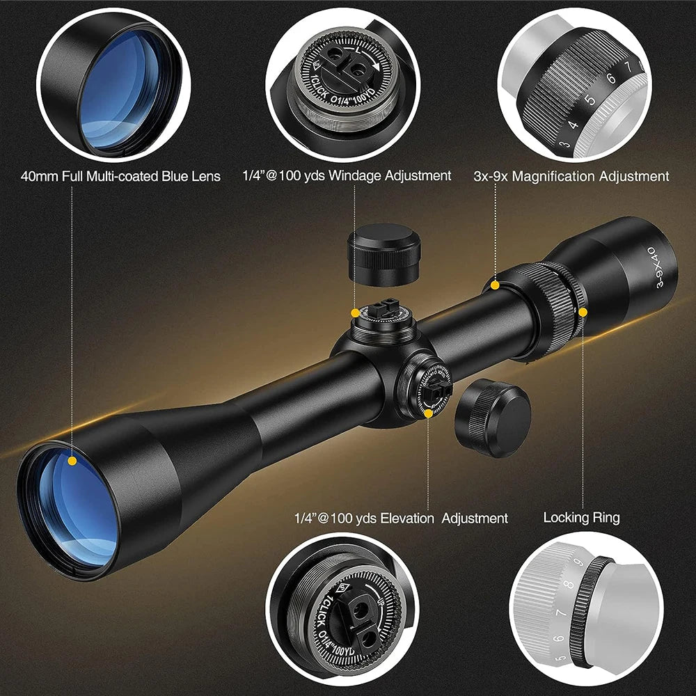 3-9X40 Hunting Deer Air Rifle Scope Wire Rangefinder Reticle Crossbow Mil Dot Reticle Optical Sights