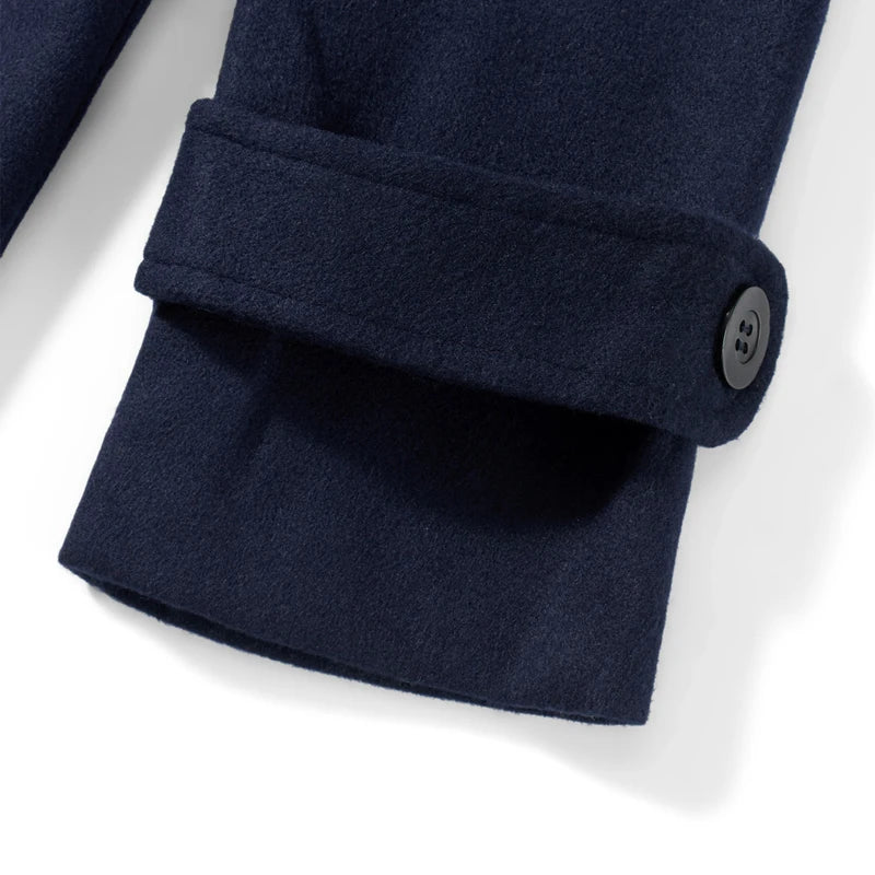 Men s Winter Duffle Coat Loose Fit Classic Wool Blend Long     Sleeve Hood Toggle Outwear