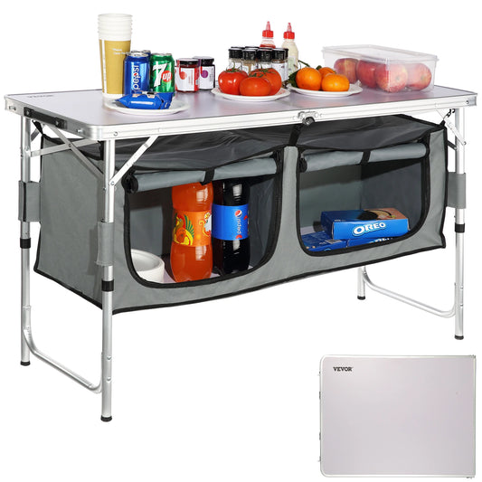 Camping Kitchen Table Quick set-up Folding MDF, Outdoor Picnics BBQ Camping RV Traveling