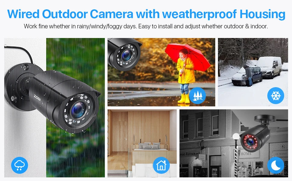 1080P 4 Pack HD TVI Security Cameras Out/in Weatherproof Bullet Surveillance Camera Analog CCTV DVR