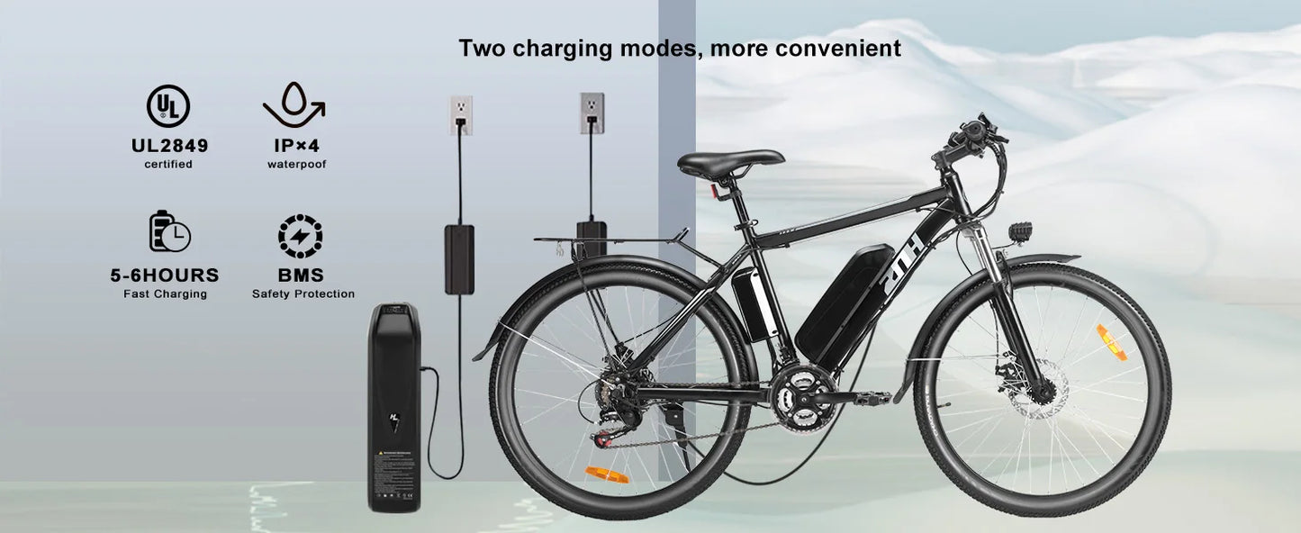 1000W Peak 48V Electric Bike for Adults, 26 inch Mountain Bike,Removable Battery,50Miles &20 MPH