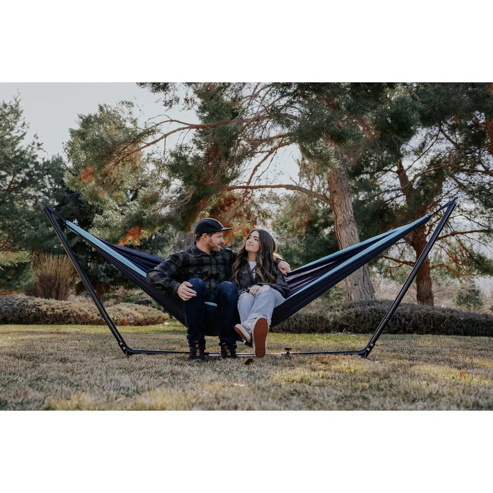 Double Nylon Hammock Portable Lightweight Camping Hiking Suspension Cords Tree Straps, Carabiners