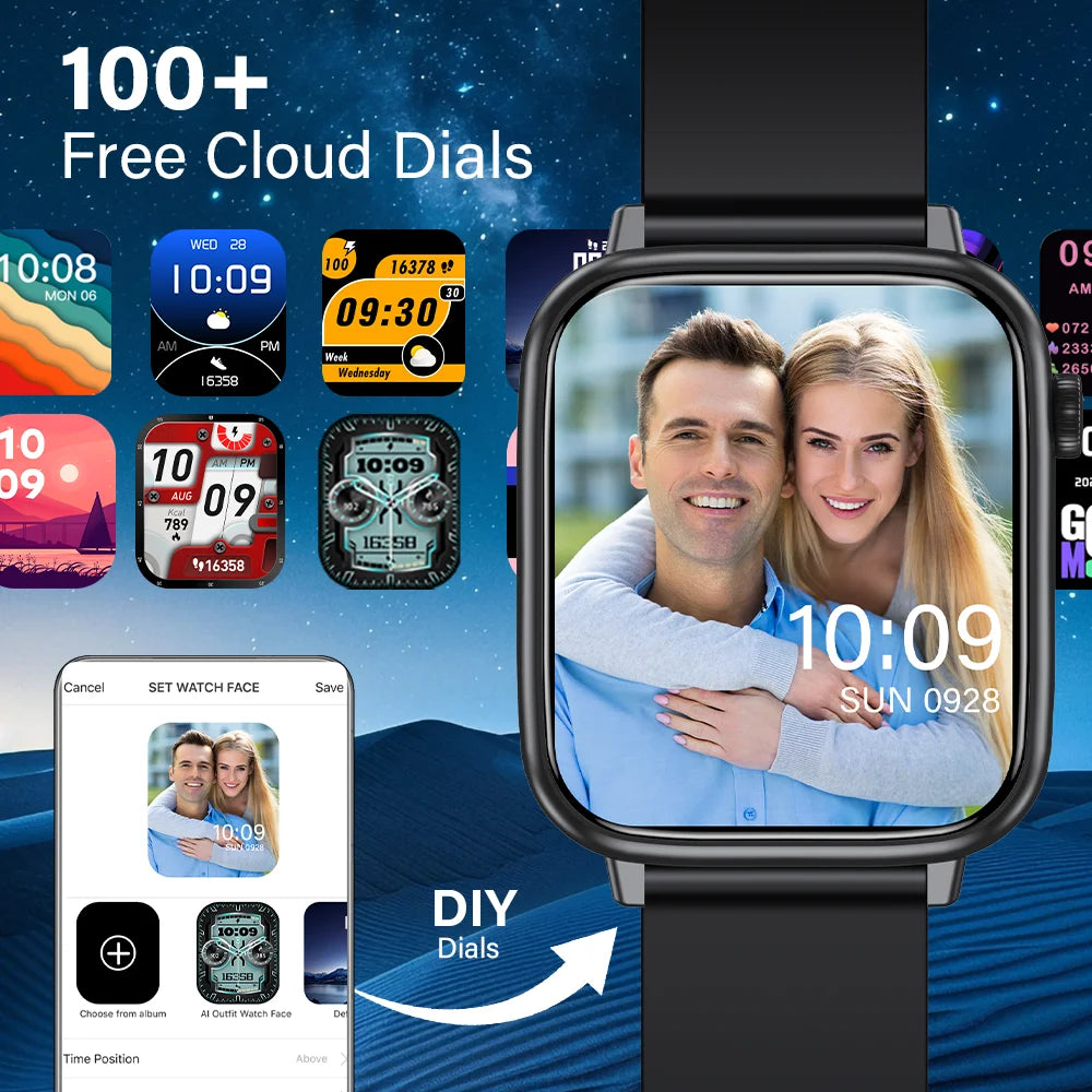 New Smart Watch Bluetooth Call 24/7 Heart Rate Monitor IP68 Waterproof 100+ Sport Mode Men Women