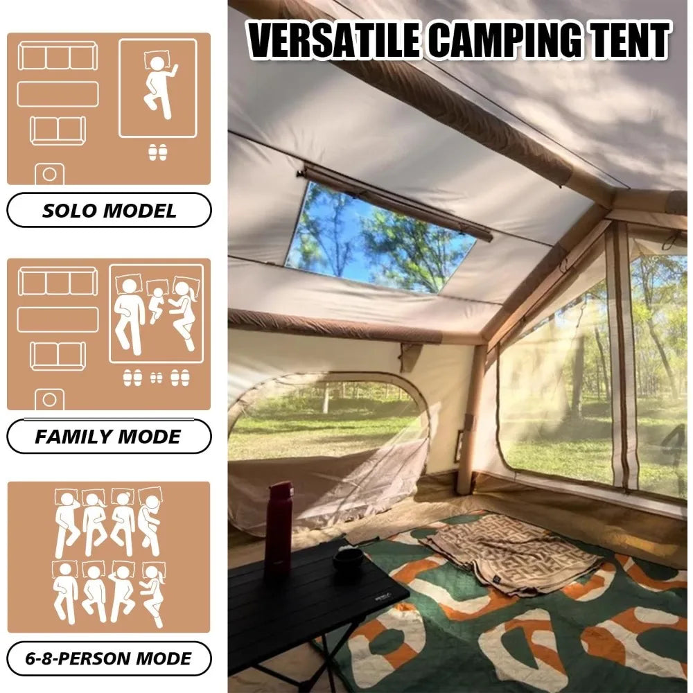 10' x 8' Blow up Tents 6-8 People Inflatable, 4 Season Inflatable Tent with Stove Jack, Waterproof