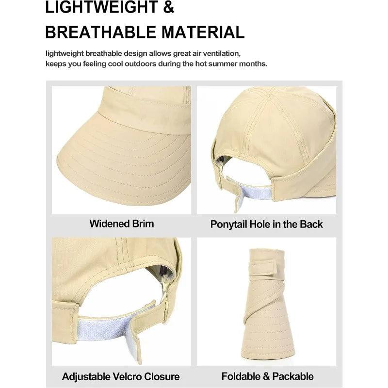 Sun Hats for Women,Wide Brim Visor UV Protction,foldable, Dual Purpose for Beach Summer