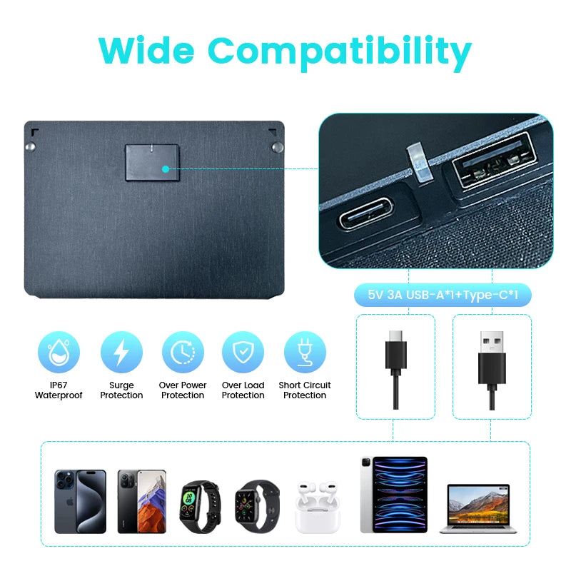 400W / 200W / 100W / 54W / 36W / 21W Solar Charger,Portable Waterproof Fold Solar Panel Camping RV