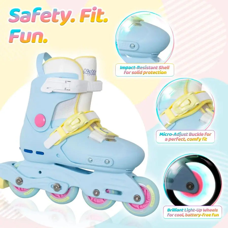 Inline Skates,Girls Kids Teens Boys Age 4,16, 4 Sizes Adjustable Blades Roller Outdoor Indoor