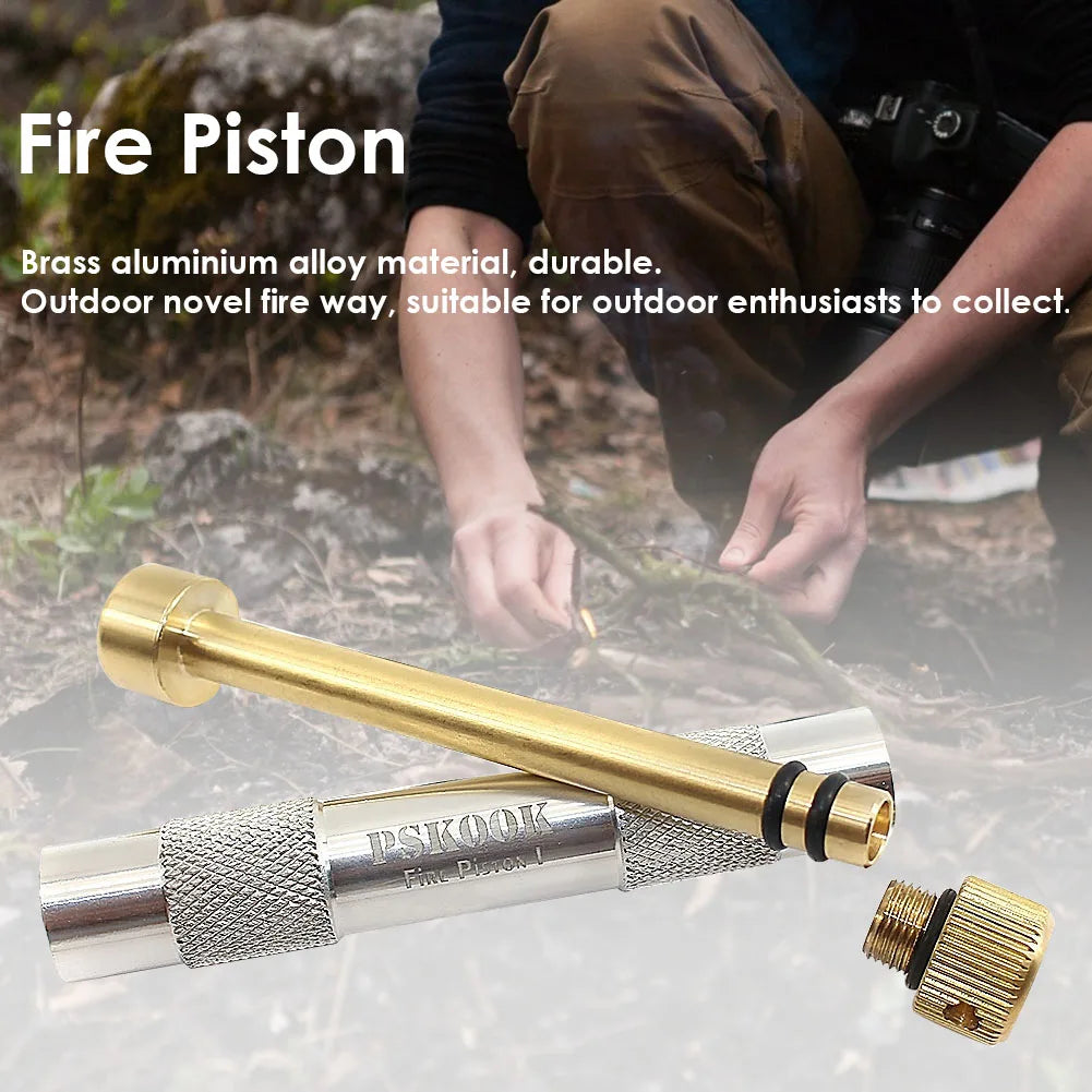 Brass Camping Fire Tube Portable Air Compression Emergency Fire Pipes Survival Tool,Hiking